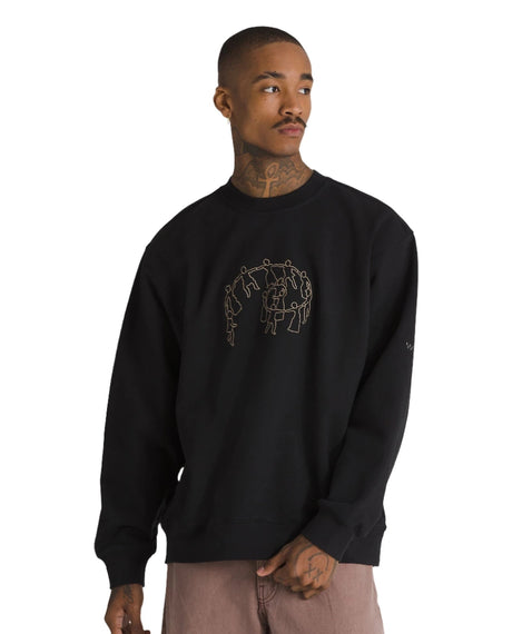 VANS Skate Hold Hands Crewneck Sweater Black Men's Crewnecks Vans 