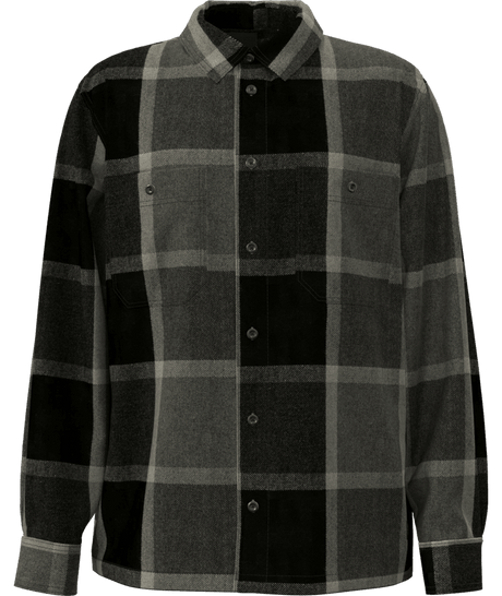 VANS Larkspur Plaid Flannel Shirt Asphalt Heather/Black Men's Long Sleeve Button Up Shirts Vans 