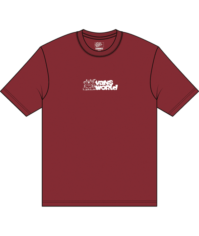 VANS World T-Shirt Bordeaux Men's Short Sleeve T-Shirts Vans 