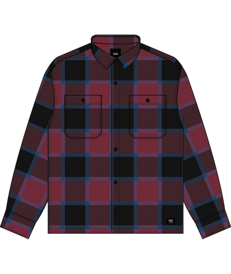 VANS Boy's Larkspur Flannel Shirt Bordeaux/Black Boy's Long Sleeve Button Ups Vans 
