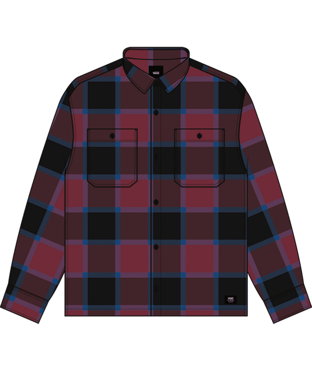 VANS Boy's Larkspur Flannel Shirt Bordeaux/Black Boy's Long Sleeve Button Ups Vans 