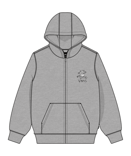 VANS Youth Sk8 Posse Full Zip-Up Sweater Cement Heather Boy's Zip Hoodies Vans 