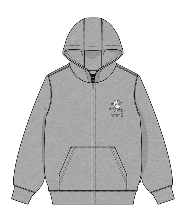 VANS Youth Sk8 Posse Full Zip-Up Sweater Cement Heather Boy's Zip Hoodies Vans 