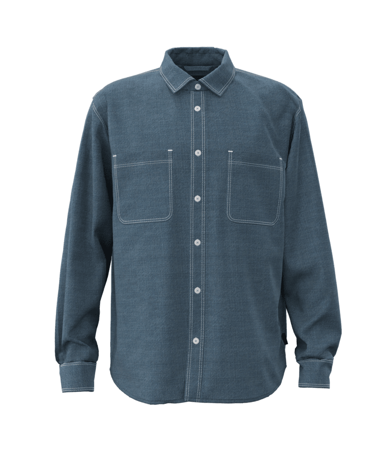 VANS Chambray Long Sleeve Button Up Medium Indigo Men's Long Sleeve Button Up Shirts Vans 