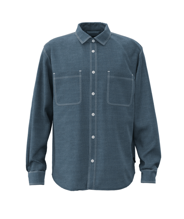 VANS Chambray Long Sleeve Button Up Medium Indigo Men's Long Sleeve Button Up Shirts Vans 