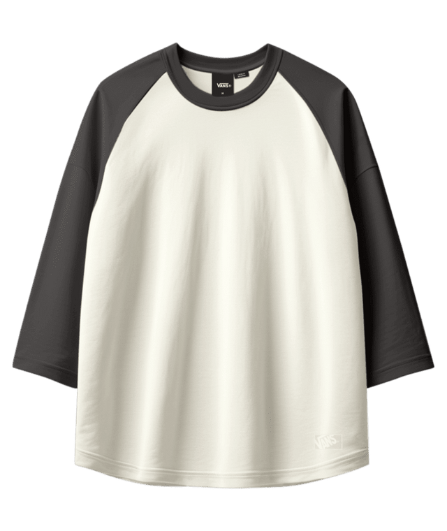 VANS Standard Raglan T-Shirt Faded Black/Egret Men's 3/4 Sleeve T-Shirts Vans 