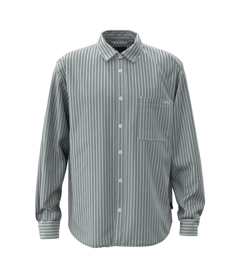 VANS Dobby Stripe Long Sleeve Button Up Shirt Mystic Moss Men's Long Sleeve Button Up Shirts Vans 