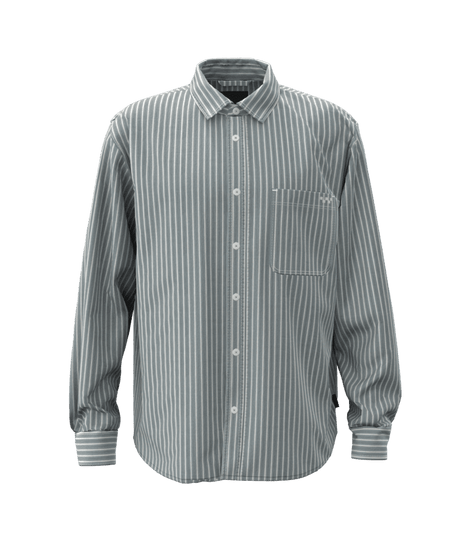 VANS Dobby Stripe Long Sleeve Button Up Shirt Mystic Moss Men's Long Sleeve Button Up Shirts Vans 