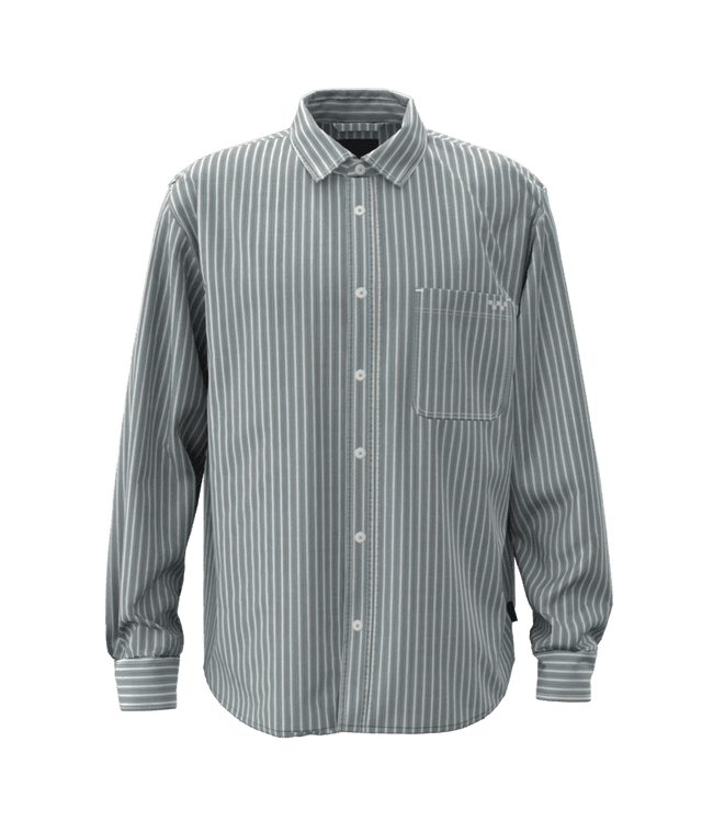 VANS Dobby Stripe Long Sleeve Button Up Shirt Mystic Moss Men's Long Sleeve Button Up Shirts Vans 