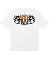 VANS Boys Racing Flames White Boy's T-Shirts Vans 