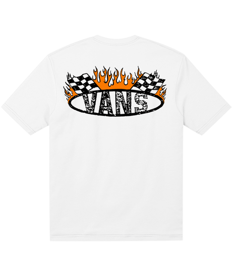 VANS Boys Racing Flames White Boy's T-Shirts Vans 