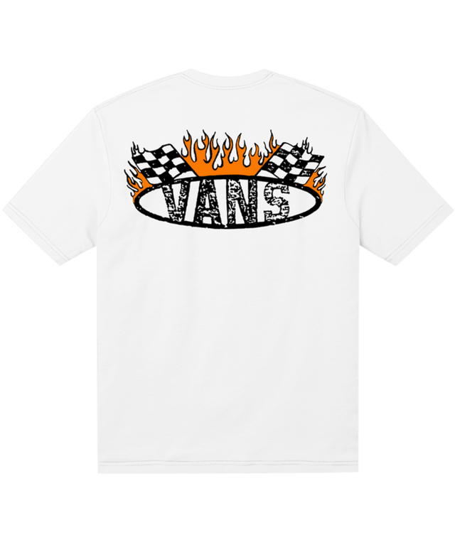 VANS Boys Racing Flames White Boy's T-Shirts Vans 