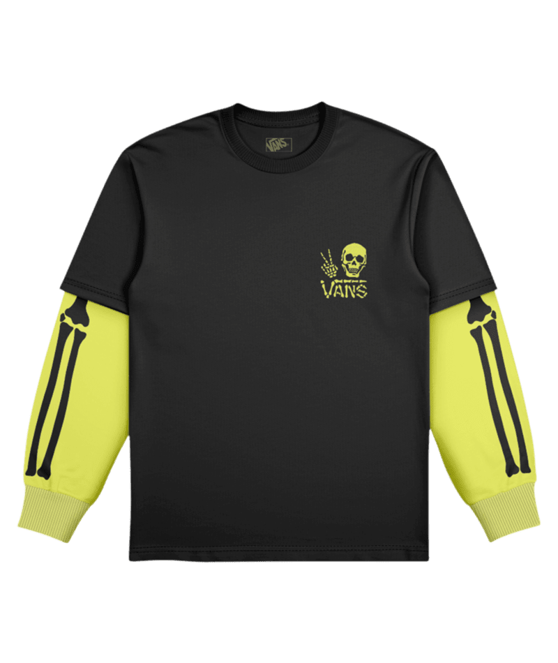 VANS Boys Arm Bones Twofer Black Men's Long Sleeve T-Shirts Vans 