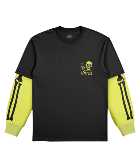 VANS Boys Arm Bones Twofer Black Men's Long Sleeve T-Shirts Vans 