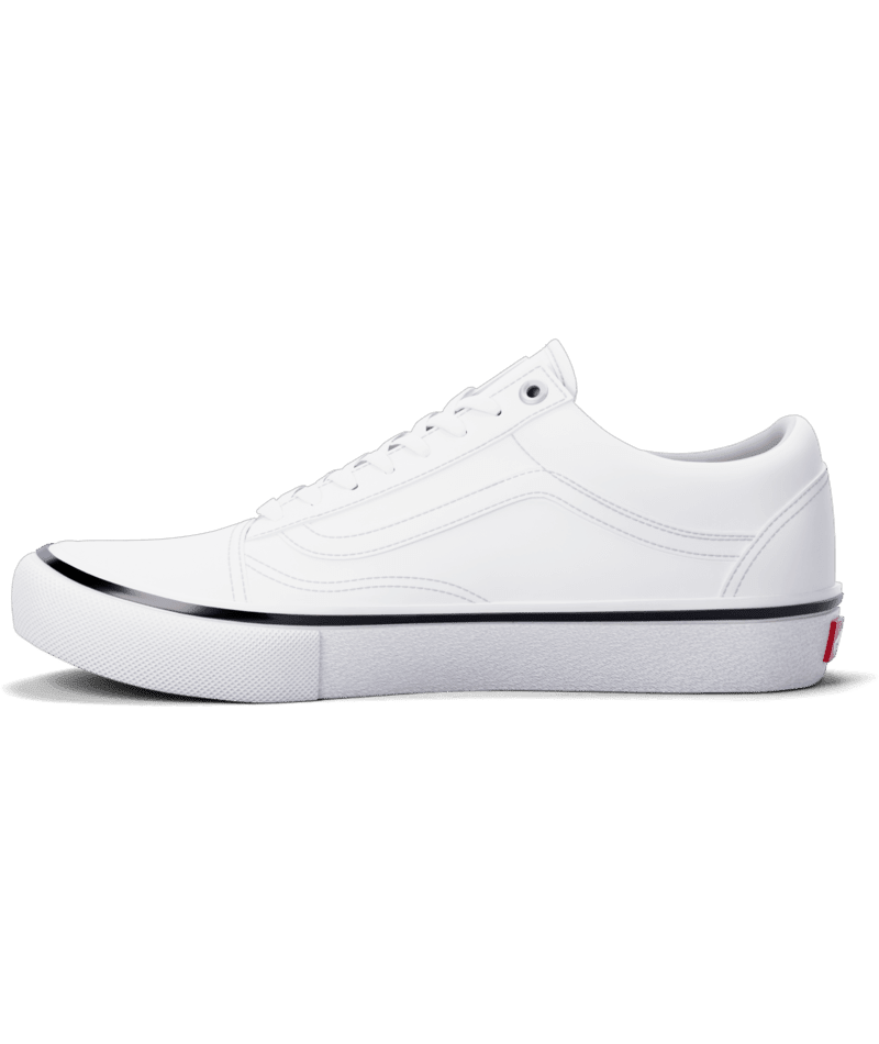 VANS Skate Old Skool Leather Shoes White/White Men's Skate Shoes Vans 