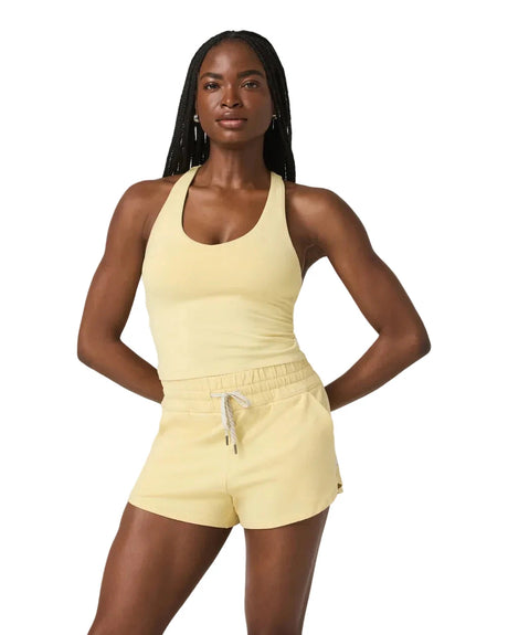 VUORI Women's Halo Performance Crop 2.0 Tank Lemon Snap Hather Women's Tank Tops and Halter Tops Vuori 