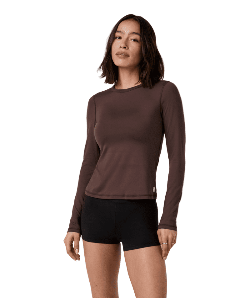 VUORI Women's Long Sleeve Lux Crew T-Shirt Java Women's Long Sleeve T-Shirts Vuori 