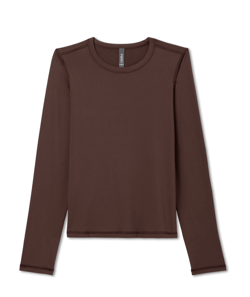 VUORI Women's Long Sleeve Lux Crew T-Shirt Java Women's Long Sleeve T-Shirts Vuori 