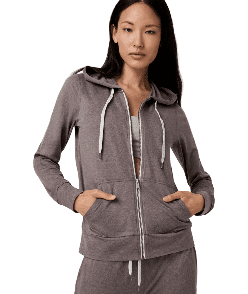 VUORI Women's Halo Performance 2.0 Zip Hoodie Huckleberry Heather Women's Zip Hoodies Vuori 
