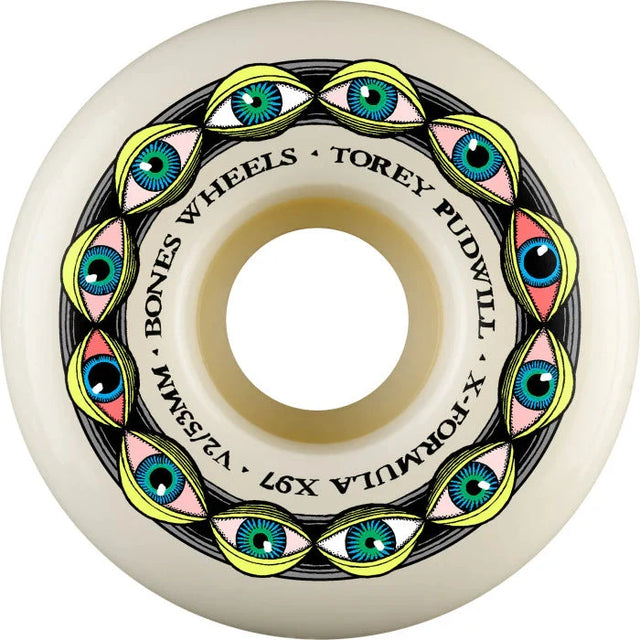 BONES XF Pudwill Frying Eyes V2 Locks 97A 53mm Skateboard Wheels Skateboard Wheels Bones 