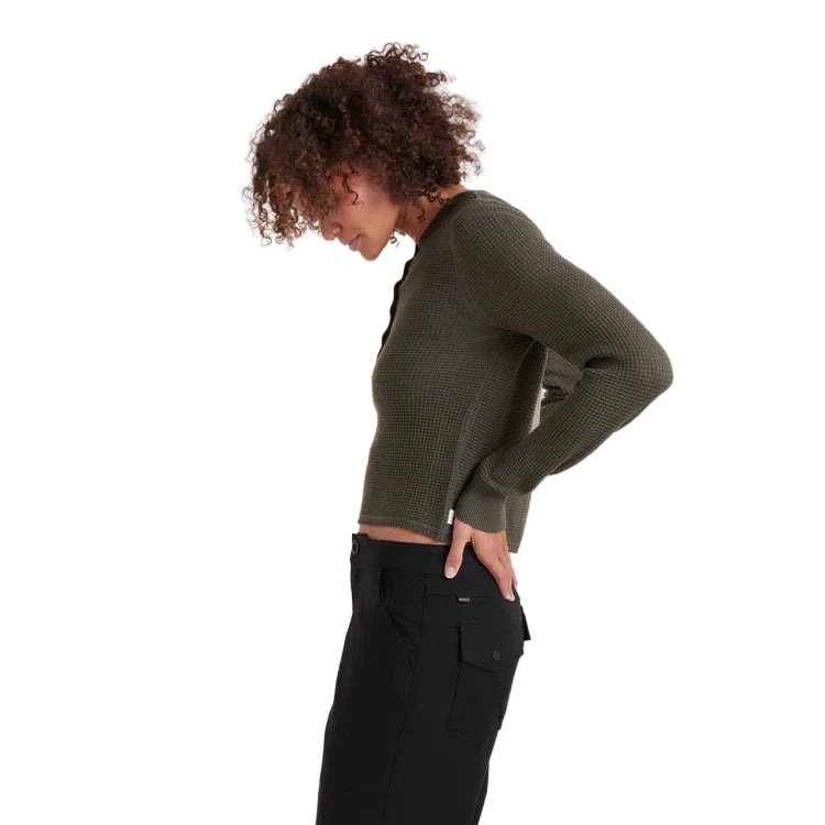 ROARK Women's Well Worn Long Sleeve Thermal Sweater Militarry Women's Sweaters Roark Revival 