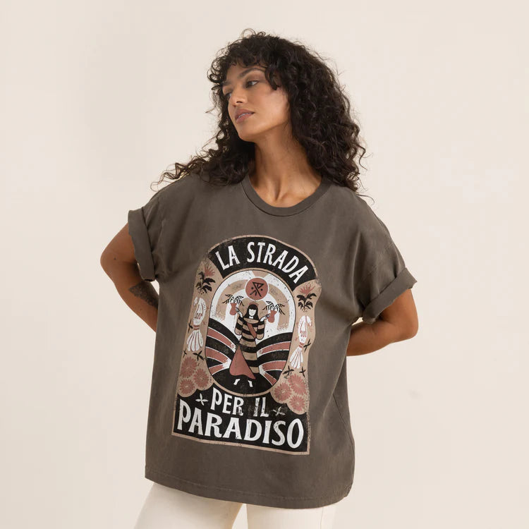 ROARK Women's Road To Paradise Oversized T-Shirt Mocha Women's T-Shirts Roark Revival 