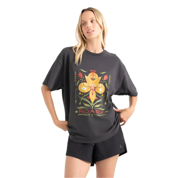 ROARK Women's Tomas Wildflower Oversized Premium T-Shirt Black Women's Short Sleeve T-Shirts Roark Revival 
