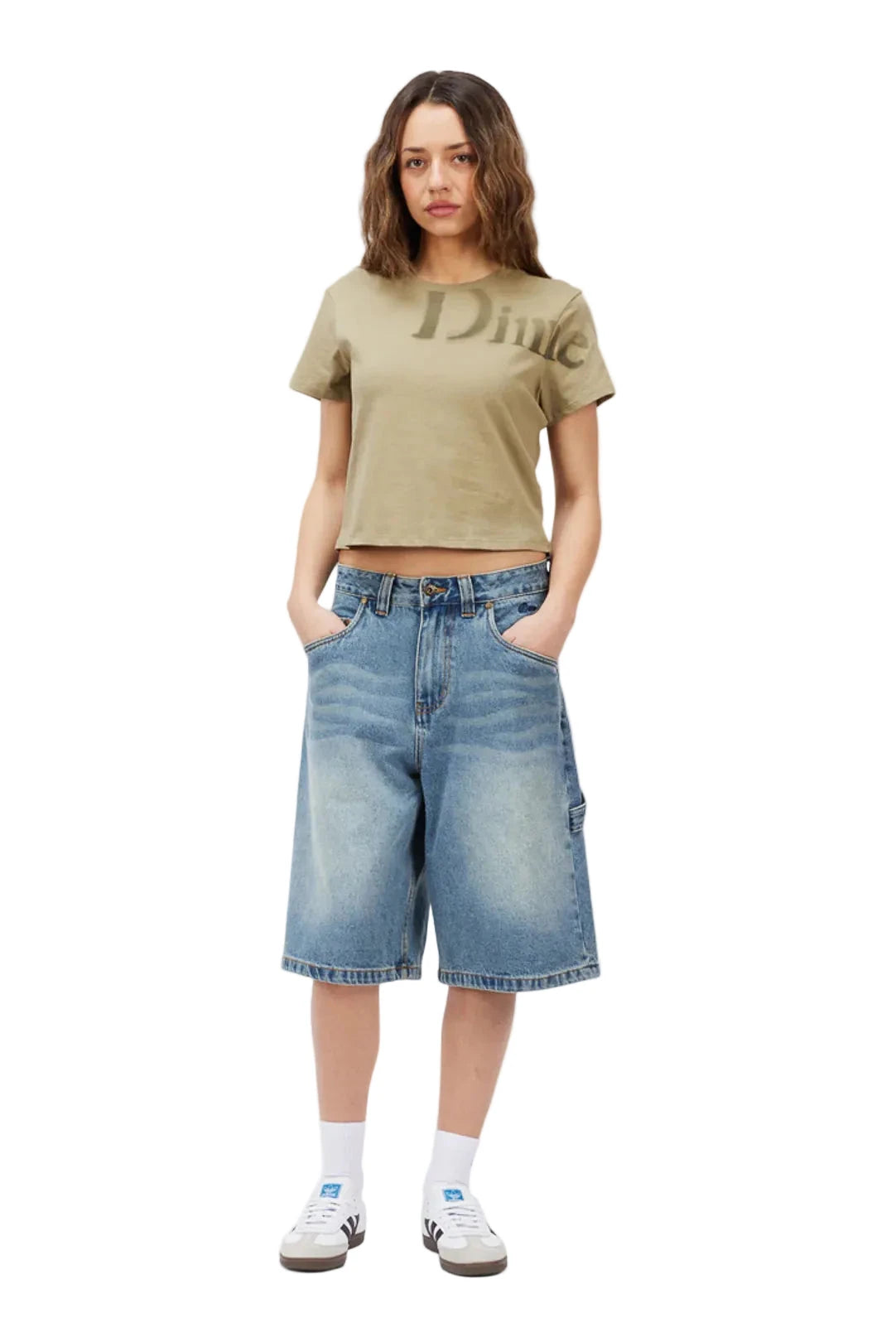 DIME Women's Classic Stencil T-Shirt Military Olive Women's Short Sleeve T-Shirts Dime MTL 