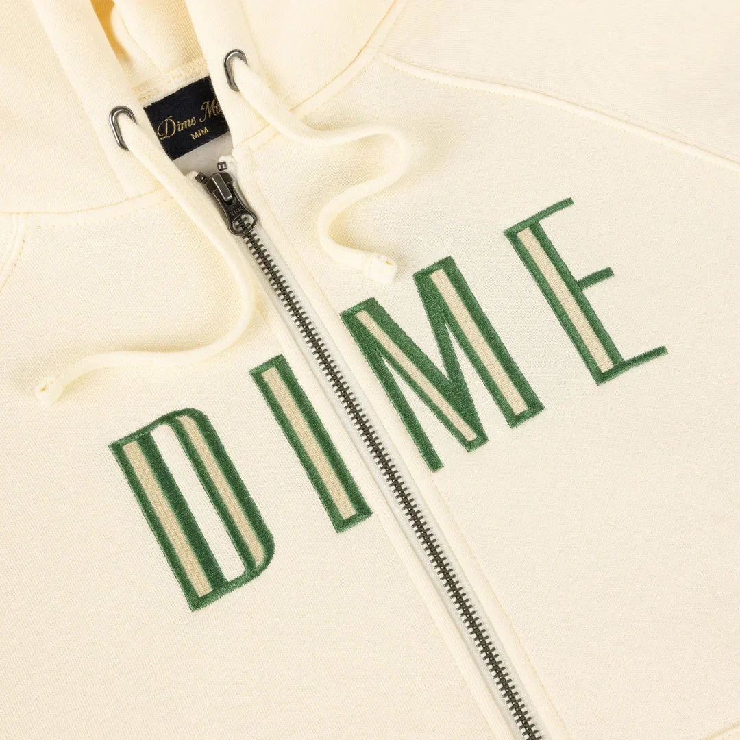 DIME Block Zip Hoodie Antique White Men's Zip Hoodies Dime MTL 