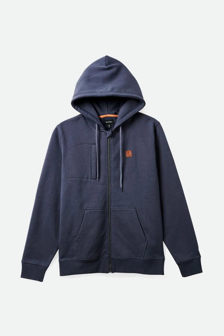 BRIXTON Builders Fleece Zip Hoodie Ombre Blue Men's Zip Hoodies Brixton 