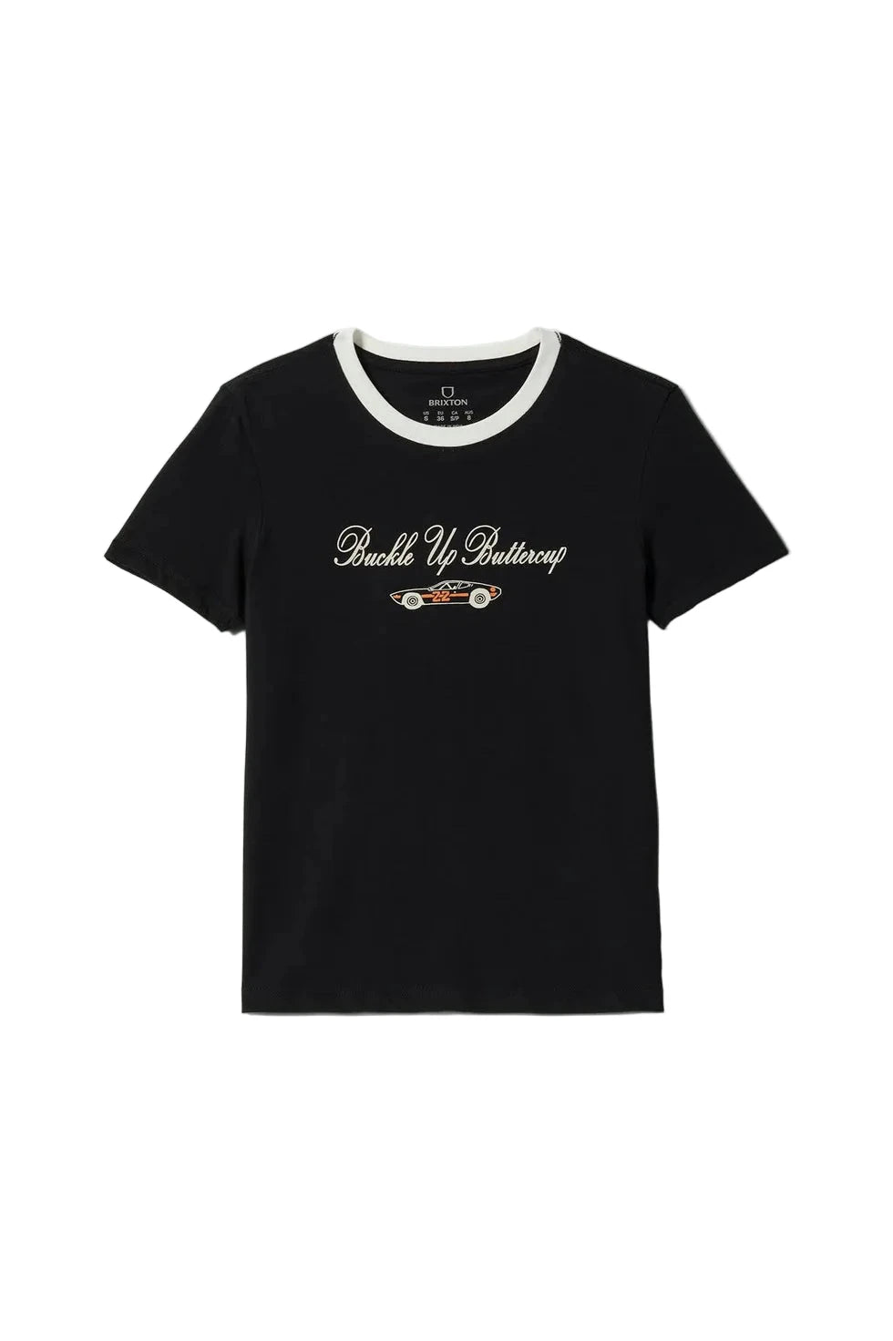 BRIXTON Women's Buckle Up Fitted Crew T-Shirt Black/White Women's Short Sleeve T-Shirts Brixton 