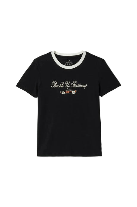 BRIXTON Women's Buckle Up Fitted Crew T-Shirt Black/White Women's Short Sleeve T-Shirts Brixton 