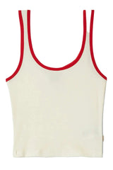 BRIXTON Women's Ringer Organic A-Tank Off White/Crimson Women's Tank Tops and Halter Tops Brixton 