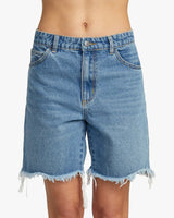 RVCA Women's Crawford Long Denim Shorts 90's Blue Women's Shorts RVCA 