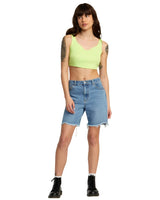 RVCA Women's Crawford Long Denim Shorts 90's Blue Women's Shorts RVCA 