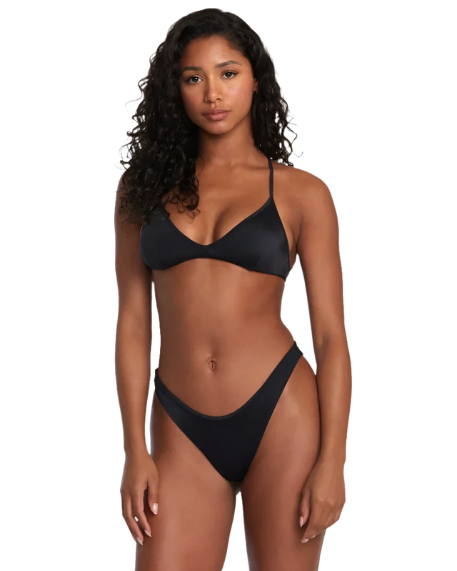 RVCA Women's Solid Triangle Cross Back Bikini Top Black Women's Bikini Tops RVCA 