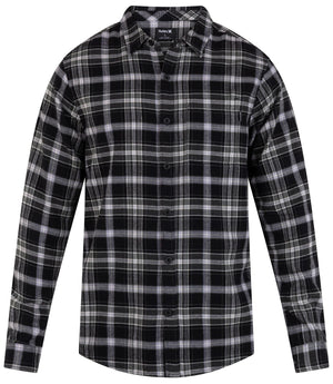 HURLEY Portland Organic Flannel Black Men's Long Sleeve Button Up Shirts Hurley 