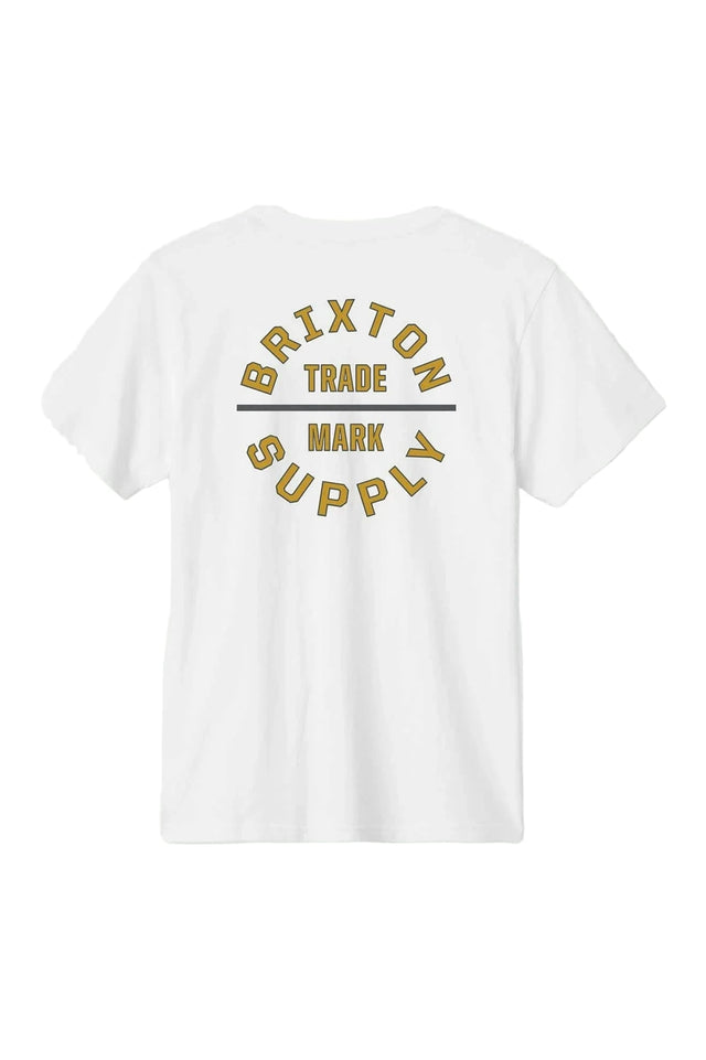 BRIXTON Oath V T-Shirt White/Mustard/Charcoal Men's Short Sleeve T-Shirts Brixton 