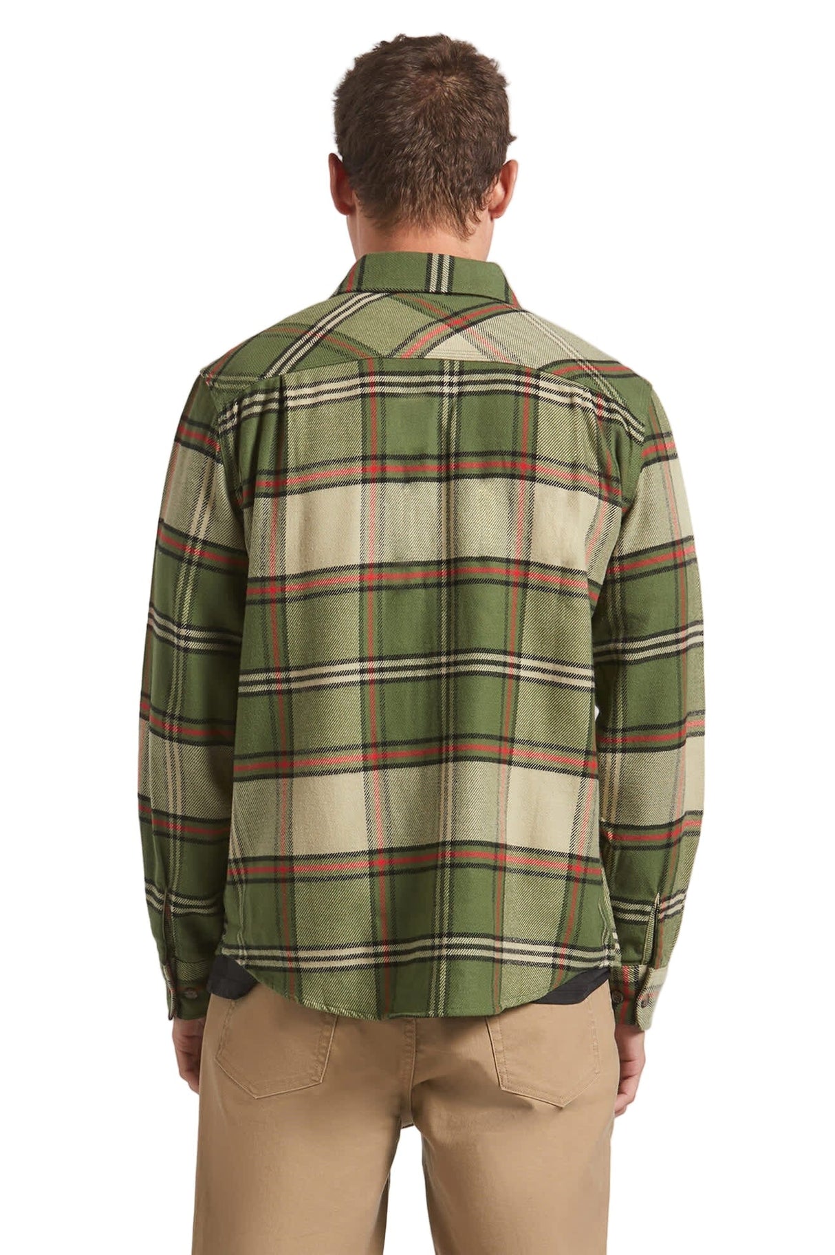BRIXTON Bowery Flannel Wild Green/Elm/Adrenaline Rush Men's Long Sleeve Button Up Shirts Brixton 