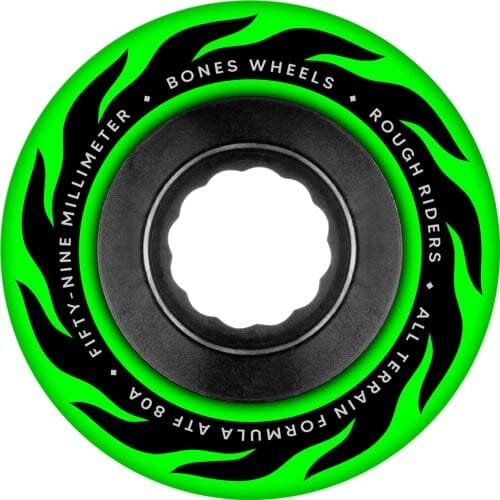 BONES ATF Rough Rider Eternal Flame Green 59mm 80A Skateboard Wheels Skateboard Wheels Bones 