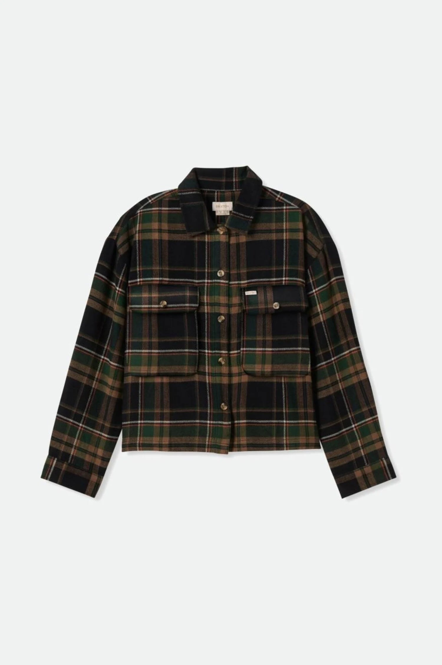 BRIXTON Women's Bowery Long Sleeve Flannel Black/Pine Needle Women's Flannels and Button Ups Brixton 
