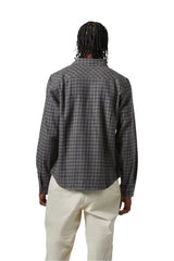BRIXTON Bowery Lightweight Ultra soft Flannel Charcoal/Ray Flower/Black Men's Long Sleeve Button Up Shirts Brixton 