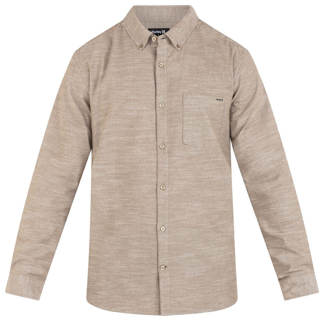 HURLEY One And Only Stretch Long Sleeve Button Up Olive Men's Long Sleeve Button Up Shirts Hurley 