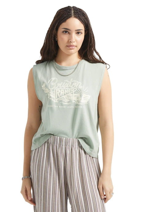 BRIXTON Women's Ranch Muscle Tank Sage Green Women's Tank Tops and Halter Tops Brixton 