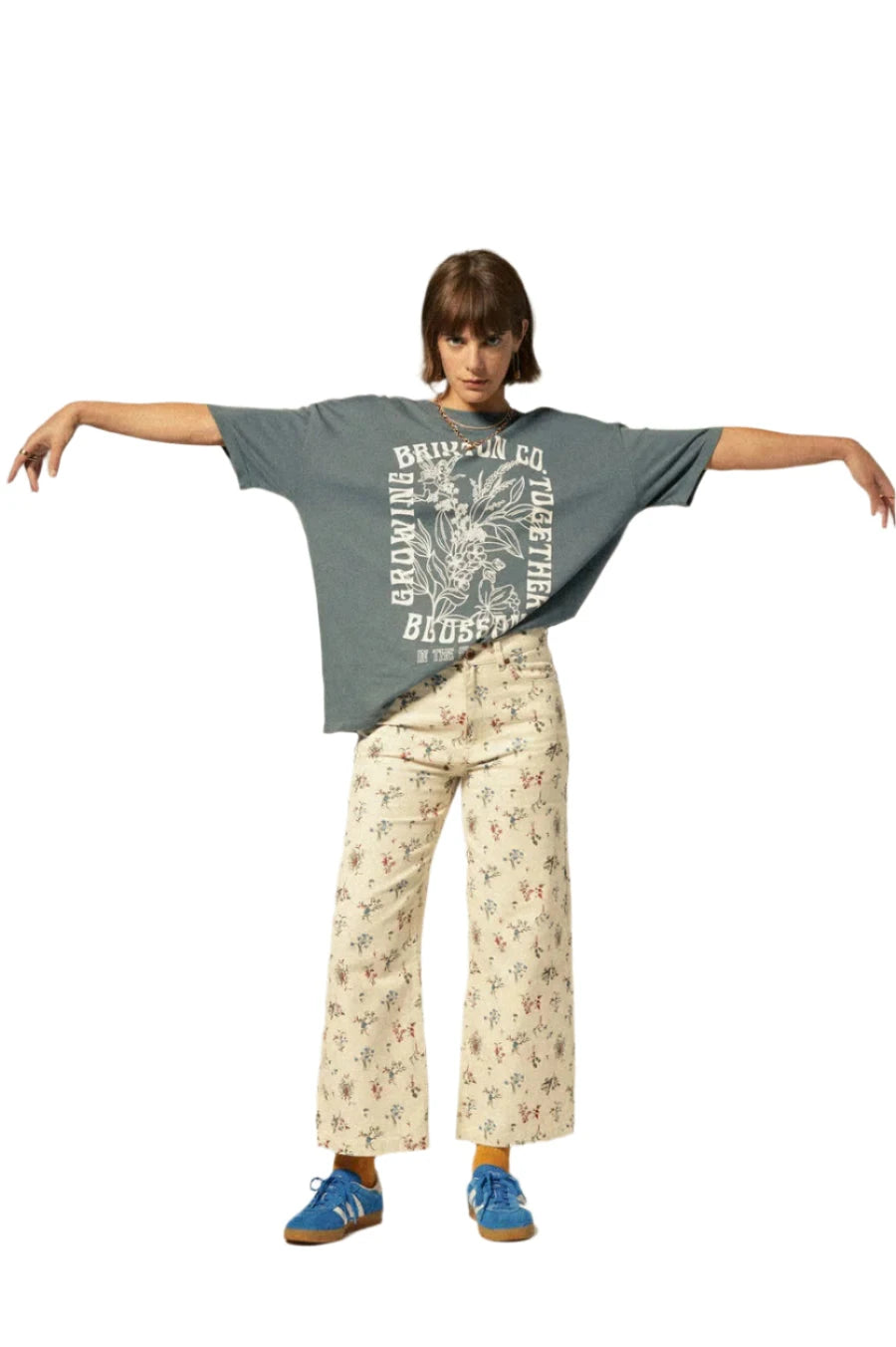 BRIXTON Women's Bloom Oversized Boyfriend T-Shirt Basalt Women's T-Shirts Brixton 