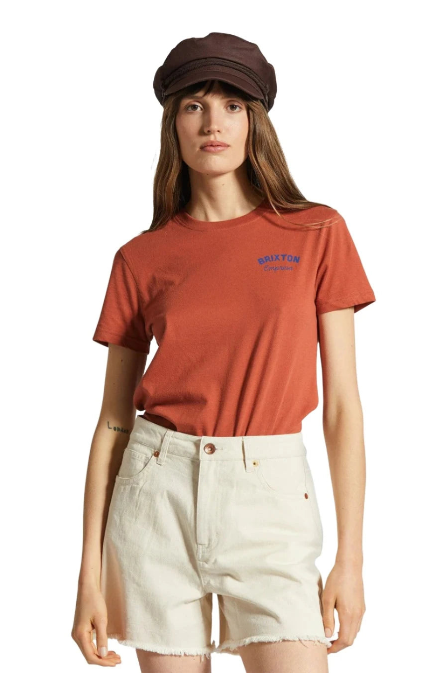 BRIXTON Women's Empresa Fitted Crew T-Shirt Terracotta Women's T-Shirts Brixton 