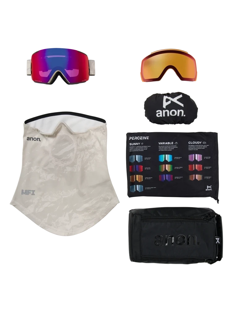 ANON M5 Sediment - Perceive Sunny Red + Perceive Cloudy Burst + MFI Face Mask Snow Goggle Snow Goggles Anon 