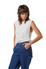 BRIXTON Women's Carefree Organic Garment Dyed Muscle Tank Off White Women's Tank Tops and Halter Tops Brixton 