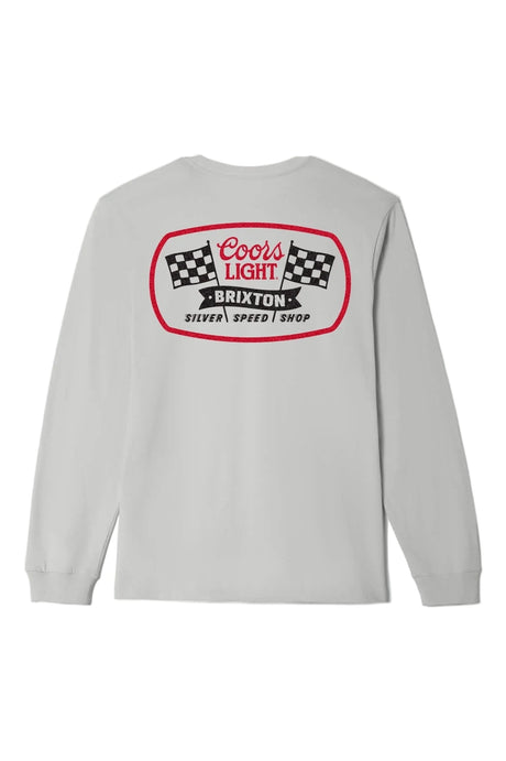 BRIXTON Coors Light Pit Stop Long Sleeve T-Shirt Silver Men's Long Sleeve T-Shirts Brixton 