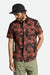 BRIXTON Charter Print S/S Button Up Shirt Washed Black/Terracotta Floral Men's Short Sleeve Button Up Shirts Brixton 